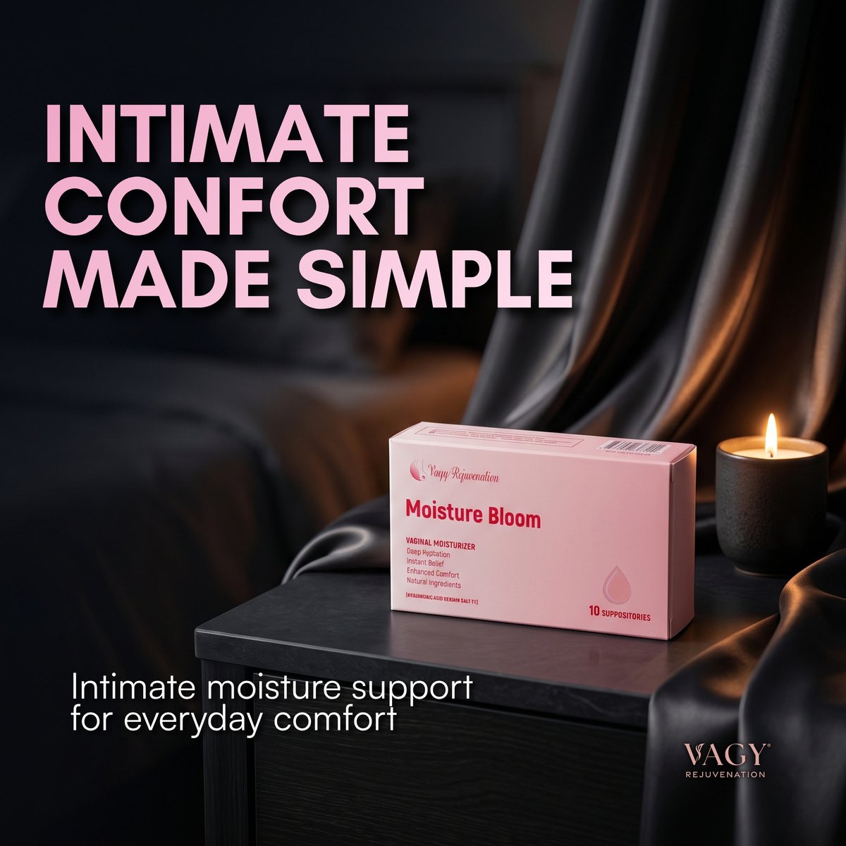 MOISTURE BLOOM – Cápsulas hidratantes vaginales de ácido hialurónico
