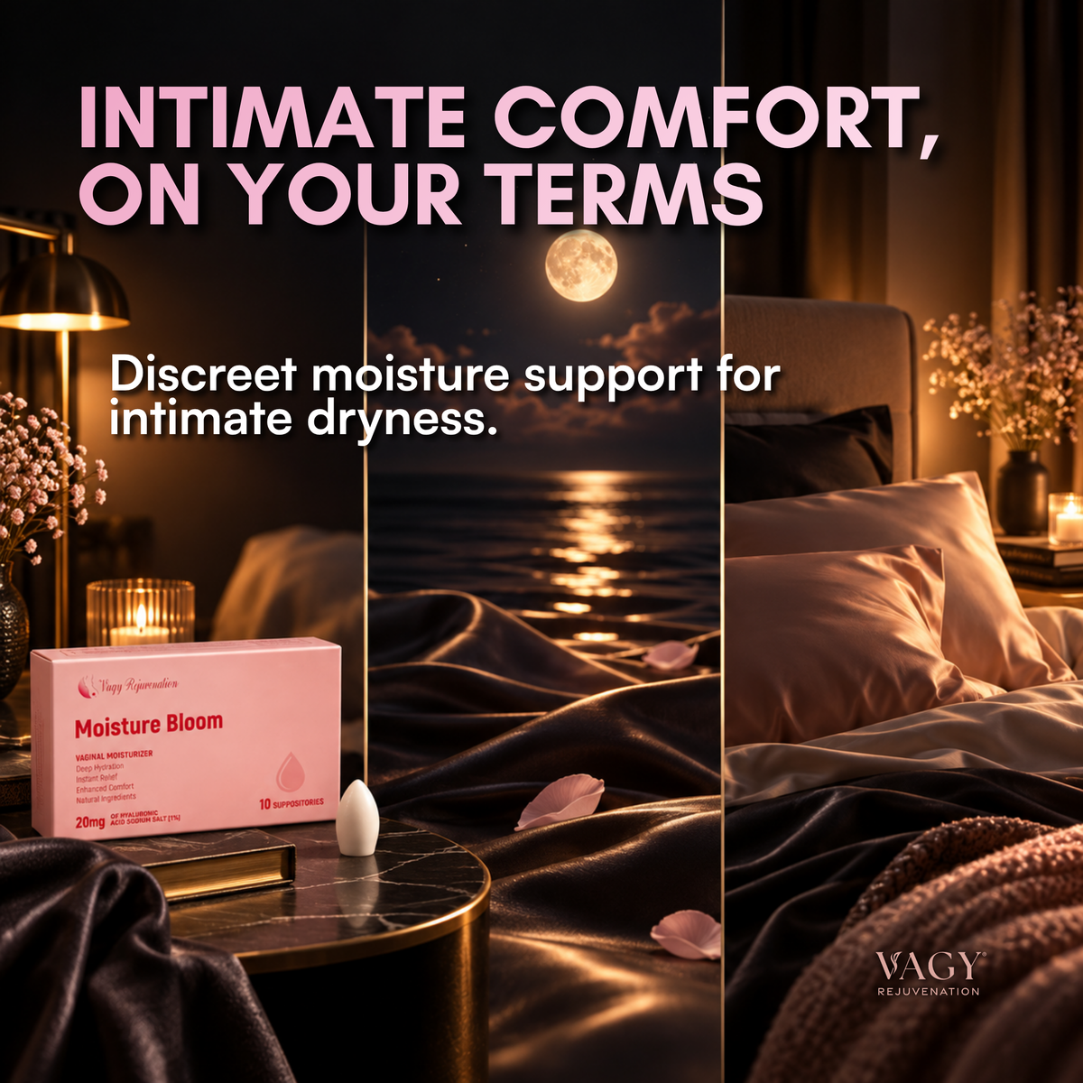 MOISTURE BLOOM – Cápsulas hidratantes vaginales de ácido hialurónico